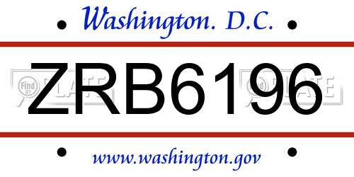 ZRB6196 District Of Columbia License Plate