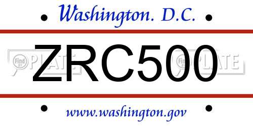 ZRC500 District Of Columbia License Plate