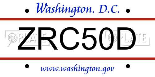 ZRC50D District Of Columbia License Plate