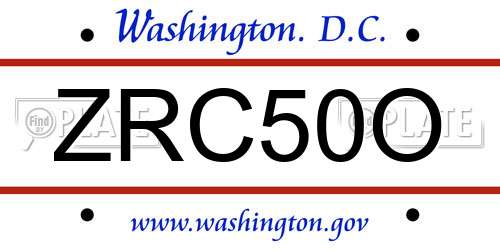 ZRC50O District Of Columbia License Plate