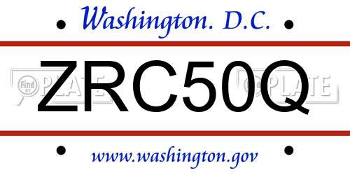 ZRC50Q District Of Columbia License Plate
