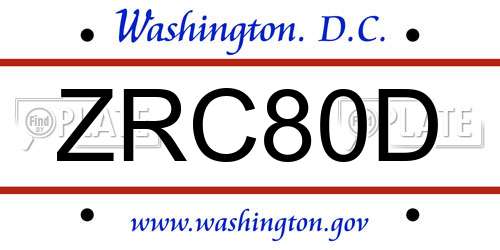 ZRC80D District Of Columbia License Plate