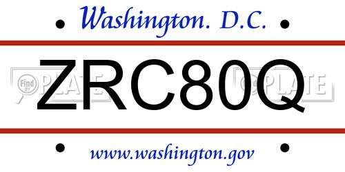 ZRC80Q District Of Columbia License Plate
