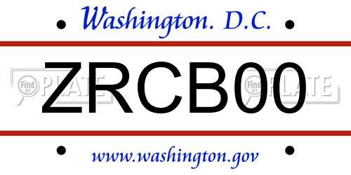 ZRCB00 District Of Columbia License Plate
