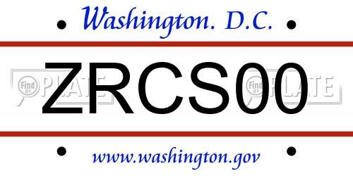 ZRCS00 District Of Columbia License Plate