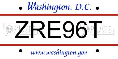 ZRE96T District Of Columbia License Plate