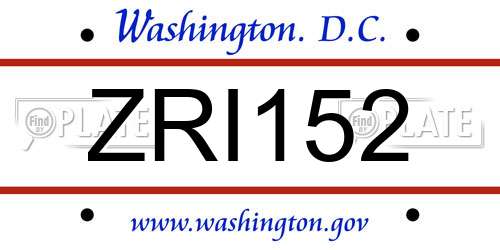 ZRI152 District Of Columbia License Plate