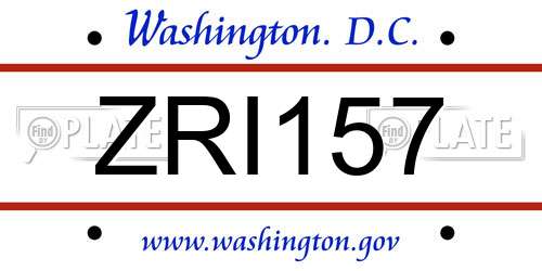 ZRI157 District Of Columbia License Plate