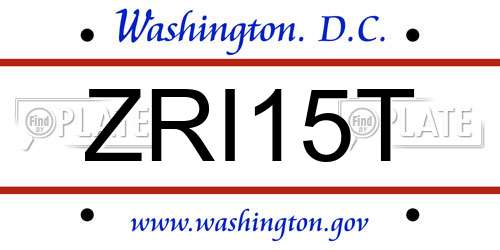 ZRI15T District Of Columbia License Plate