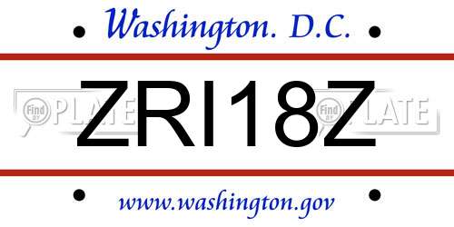 ZRI18Z District Of Columbia License Plate