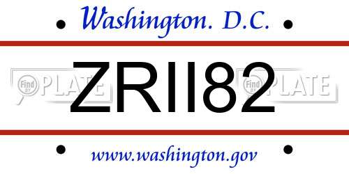 ZRII82 District Of Columbia License Plate