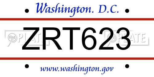 ZRT623 District Of Columbia License Plate