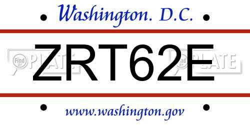 ZRT62E District Of Columbia License Plate