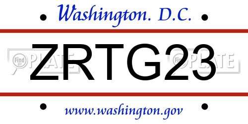 ZRTG23 District Of Columbia License Plate