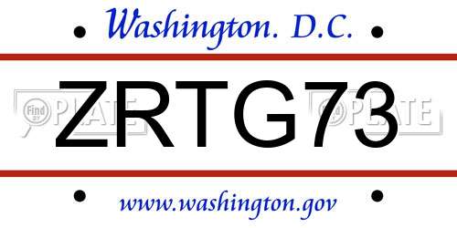 ZRTG73 District Of Columbia License Plate