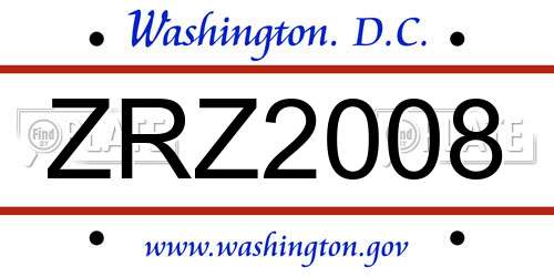 ZRZ2008 District Of Columbia License Plate