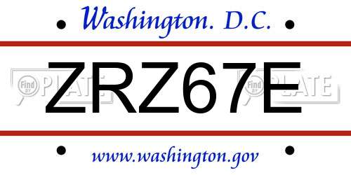 ZRZ67E District Of Columbia License Plate