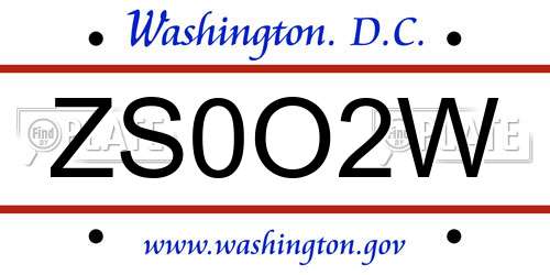 ZS0O2W District Of Columbia License Plate