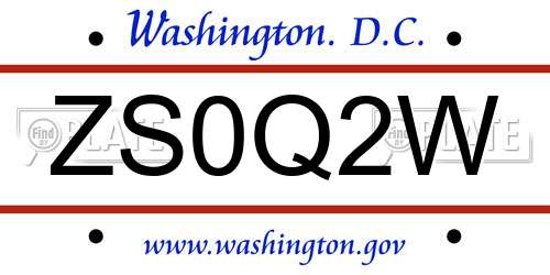 ZS0Q2W District Of Columbia License Plate