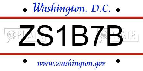 ZS1B7B District Of Columbia License Plate
