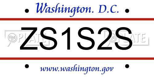 ZS1S2S District Of Columbia License Plate