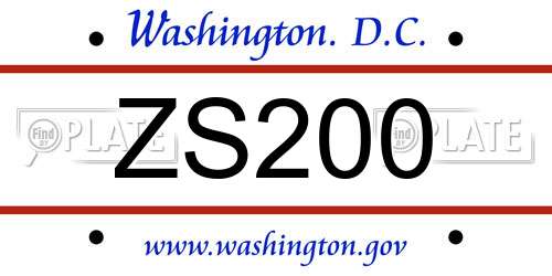 ZS200 District Of Columbia License Plate