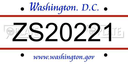 ZS20221 District Of Columbia License Plate