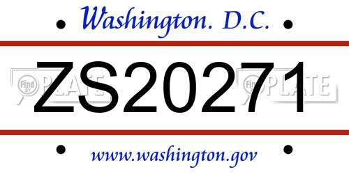 ZS20271 District Of Columbia License Plate
