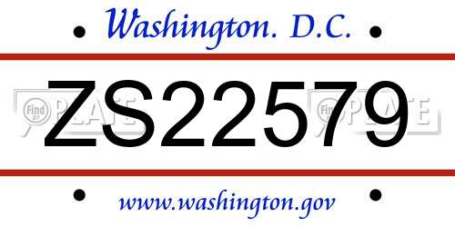 ZS22579 District Of Columbia License Plate