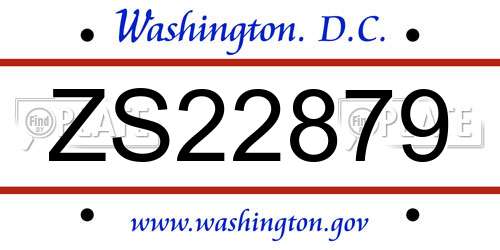 ZS22879 District Of Columbia License Plate