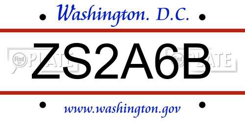 ZS2A6B District Of Columbia License Plate
