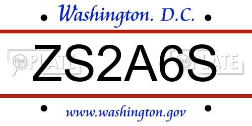 ZS2A6S District Of Columbia License Plate