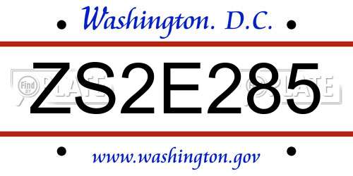 ZS2E285 District Of Columbia License Plate