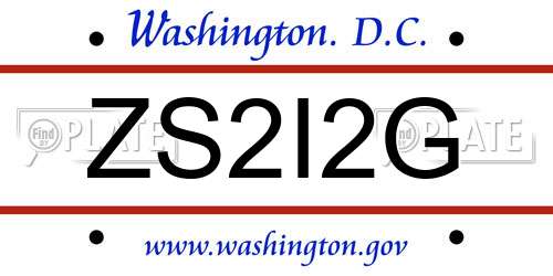 ZS2I2G District Of Columbia License Plate