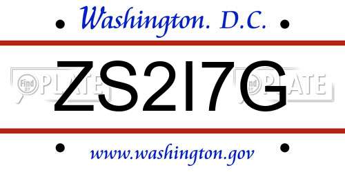 ZS2I7G District Of Columbia License Plate
