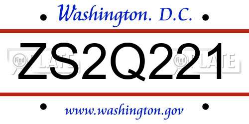 ZS2Q221 District Of Columbia License Plate