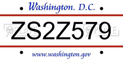 ZS2Z579 District Of Columbia License Plate