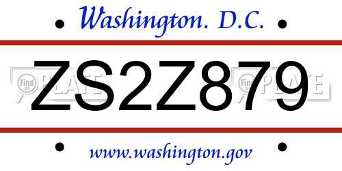 ZS2Z879 District Of Columbia License Plate