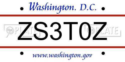ZS3T0Z District Of Columbia License Plate