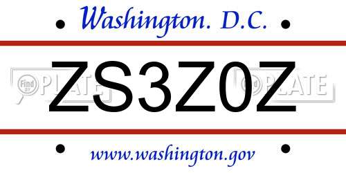 ZS3Z0Z District Of Columbia License Plate