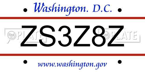ZS3Z8Z District Of Columbia License Plate
