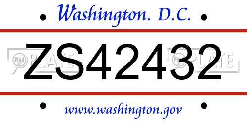 ZS42432 District Of Columbia License Plate