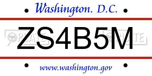 ZS4B5M District Of Columbia License Plate