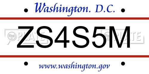 ZS4S5M District Of Columbia License Plate