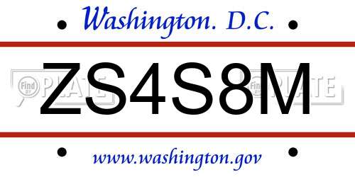 ZS4S8M District Of Columbia License Plate