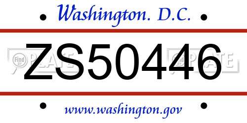 ZS50446 District Of Columbia License Plate