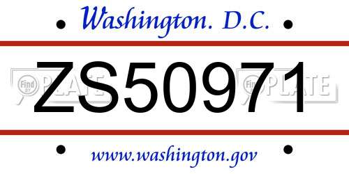 ZS50971 District Of Columbia License Plate