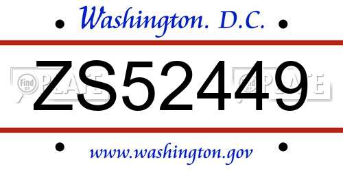 ZS52449 District Of Columbia License Plate
