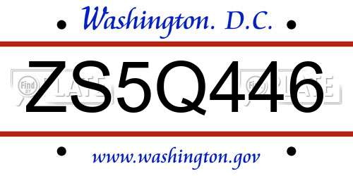 ZS5Q446 District Of Columbia License Plate