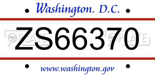 ZS66370 District Of Columbia License Plate